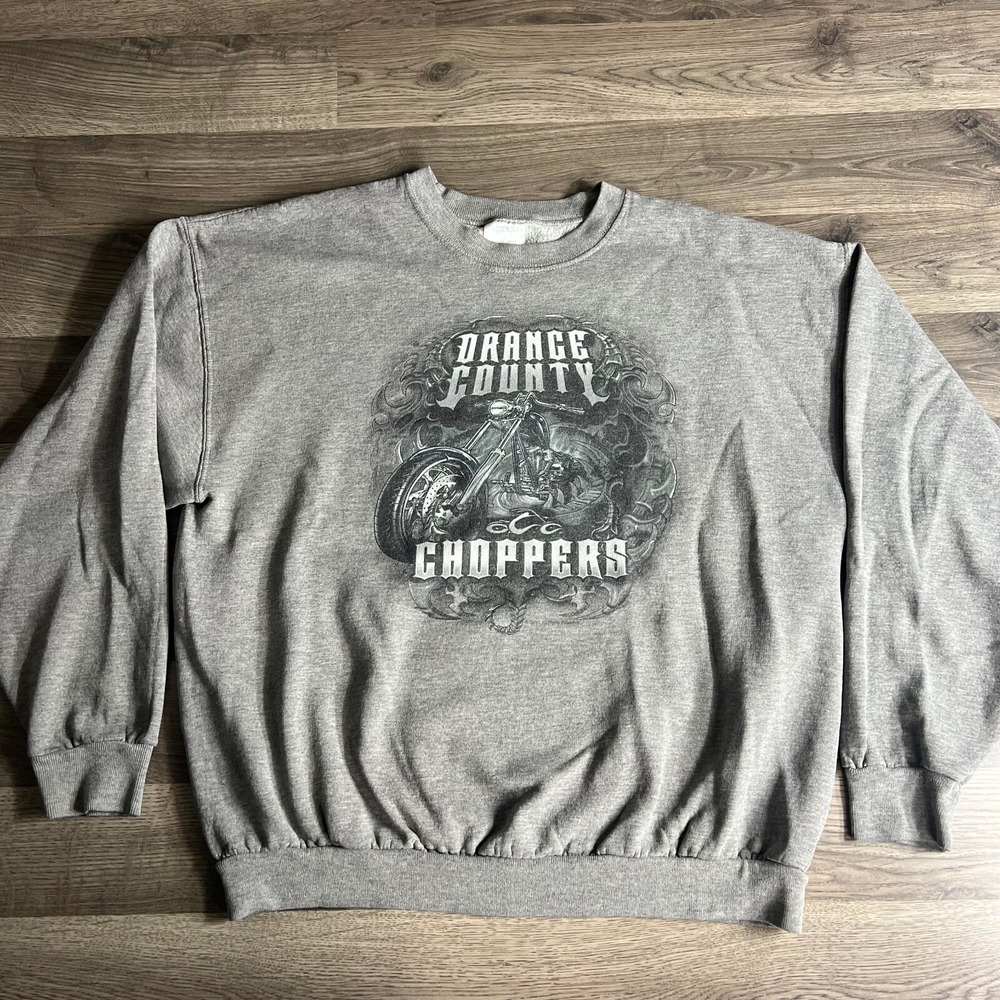 Y2K Orange County Choppers Sweatshirt Mens XL Grey Crew Neck 2000s Motorcycles